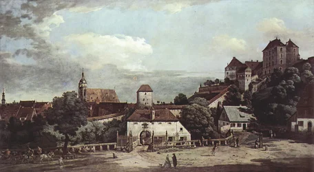 Pirna vue du côté sud, avec fortifications et Obertor